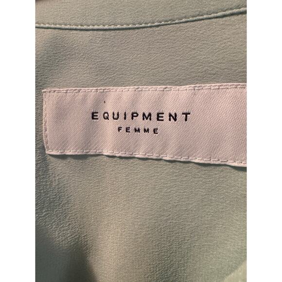 Equipment Jade Mint Green Long Sleeve Silk Button Down Patch Pocket Blouse EUC M - Picture 10 of 12